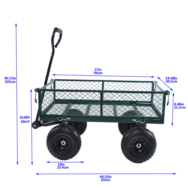 Wagon Cart Garden cart trucks make it easier to transport firewood (green)