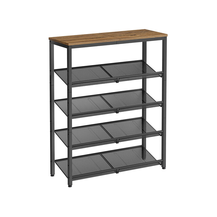 Shoe Organizer Rack with 5 Shelves and Extra Top Space – Tall Storage Unit for Footwear, Bags & Small Items