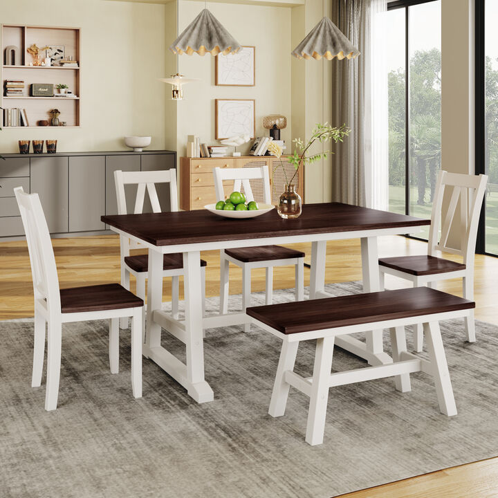 Merax 6-Piece Wood Dining Table Set