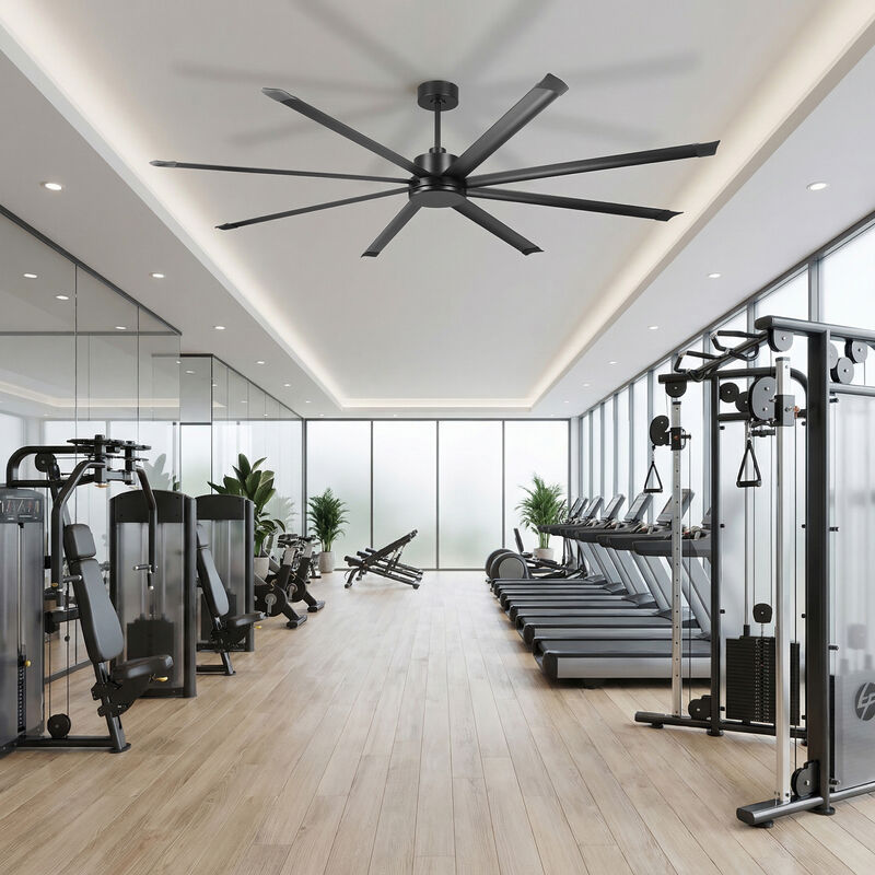 100" Oversized Industrial 8 Reversible Black Aluminum Blades Ceiling Fan with Remote for Garage, Warehouse, Porch, or Living Room image number 2
