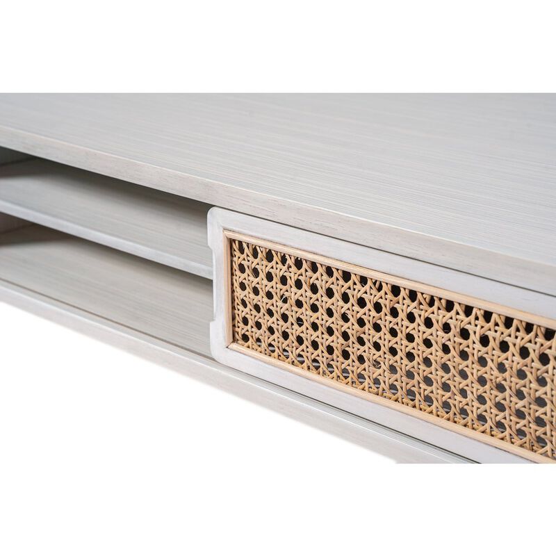 Boraam Cambria Coffee Table - Zebrano Whitewash/Natural Cane