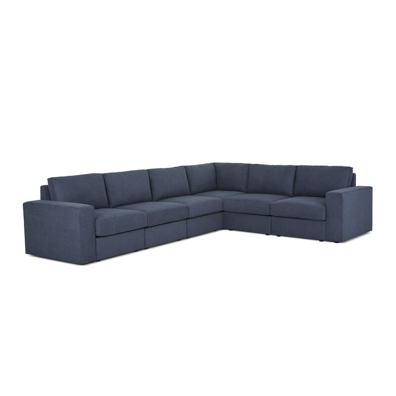 Flex Denim 6-Seat Sectional with Wide Arm