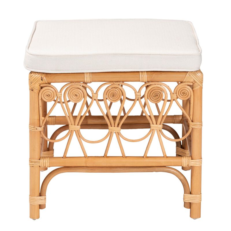 bali & pari Ibiza Modern bohemian Natural Brown Rattan Footstool