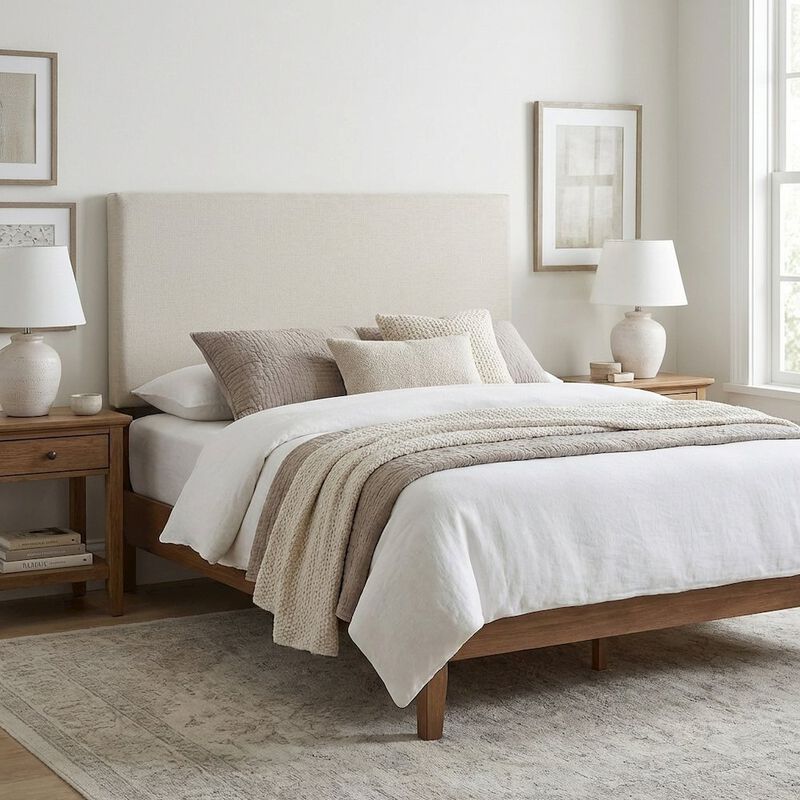 Upholstered Fabric King Headboard with Padded Design and Sturdy Construction image number 3
