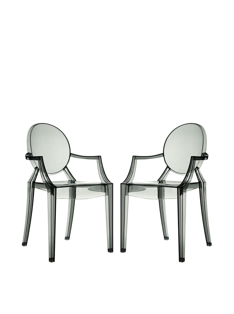 Modway Casper Modern Acrylic Stacking Two Dining Armchairs in Smoke image number 0