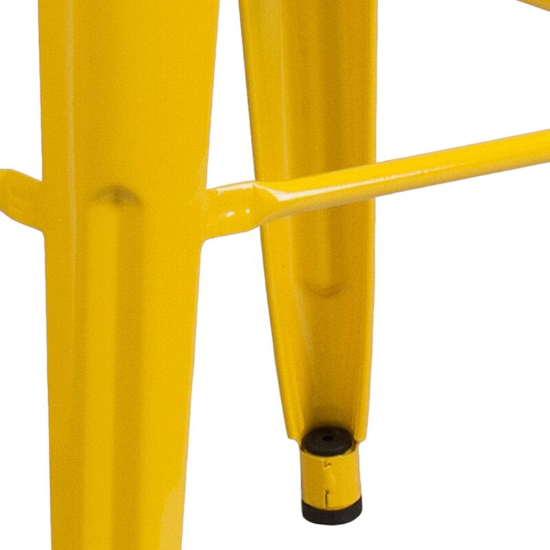 Flash Furniture Commercial Grade 30" High Backless Yellow Metal Indoor-Outdoor Barstool with Square Seat image number 3