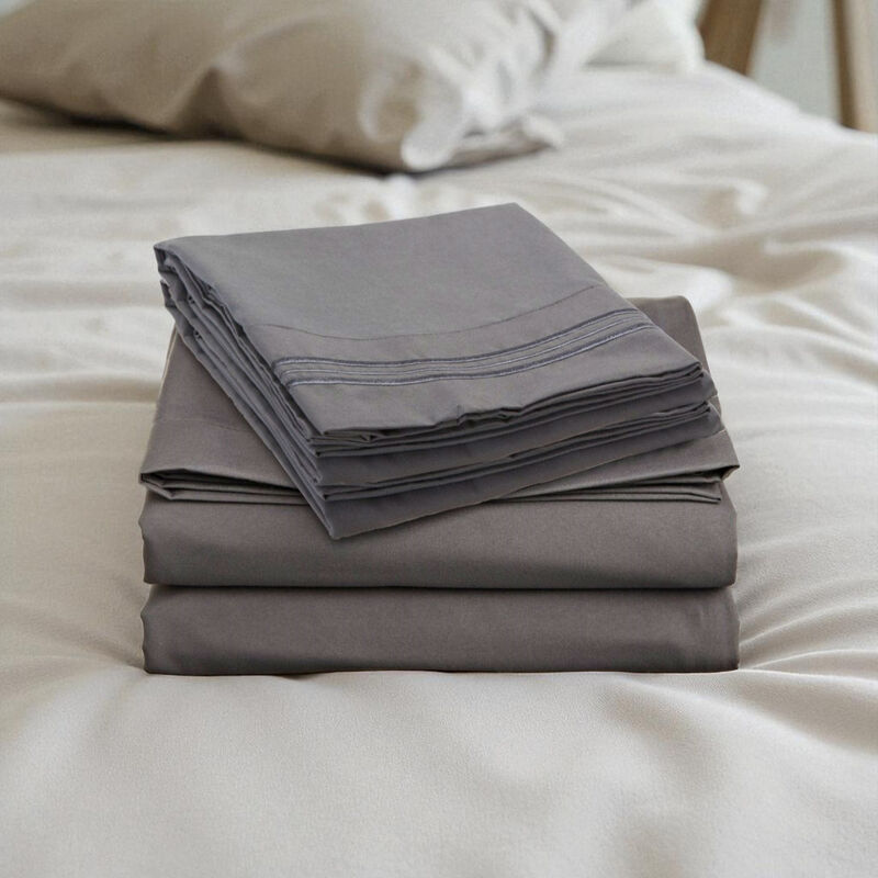 Ultra-Soft Microfiber Sheets – 4-Piece Bedding Set in Charcoal Stone