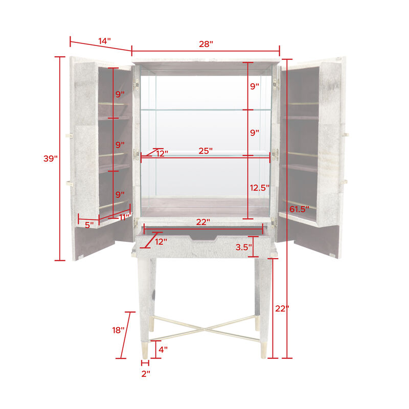 Pasargad Home Safari Steel & Cowhide Bar Cabinet image number 8