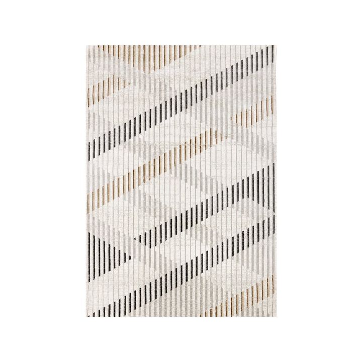 Novelle Home Washable Distressed Brown Cream Indoor Area Rug, 5'3 x 7'7