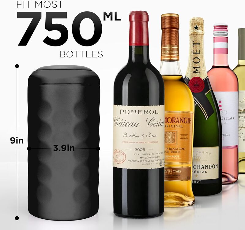 UMIEN | Premium Double Walled Wine Bottle Chiller | 750 mL Vacuum Insulated Wine Cooler