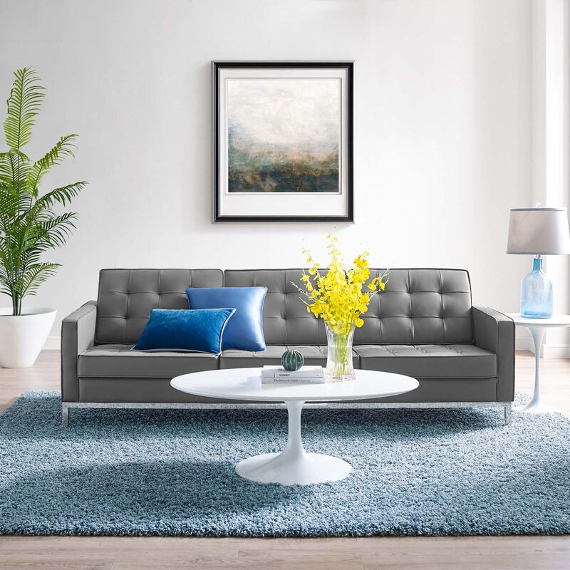 Loft Tufted Vegan Leather Sofa image number 1