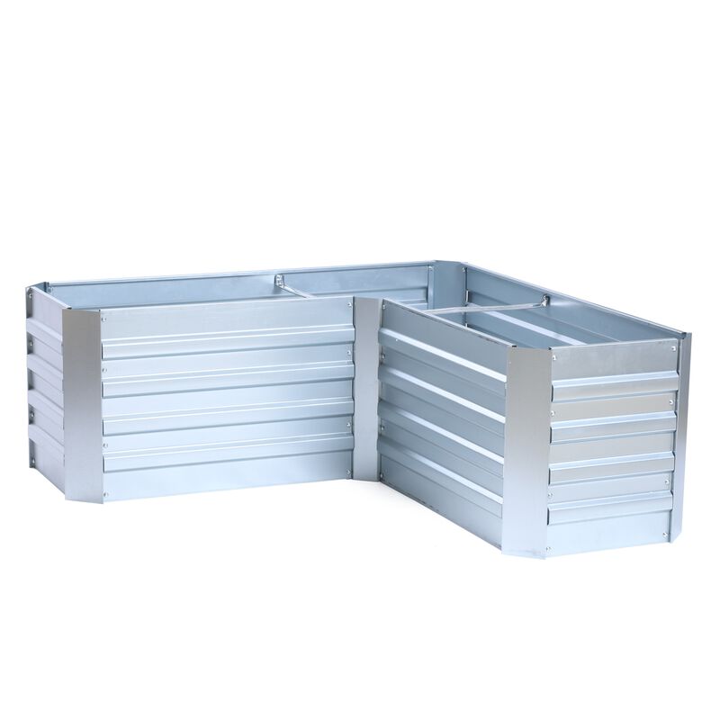 LuxenHome L-Shaped Galvanized Raised Garden Bed