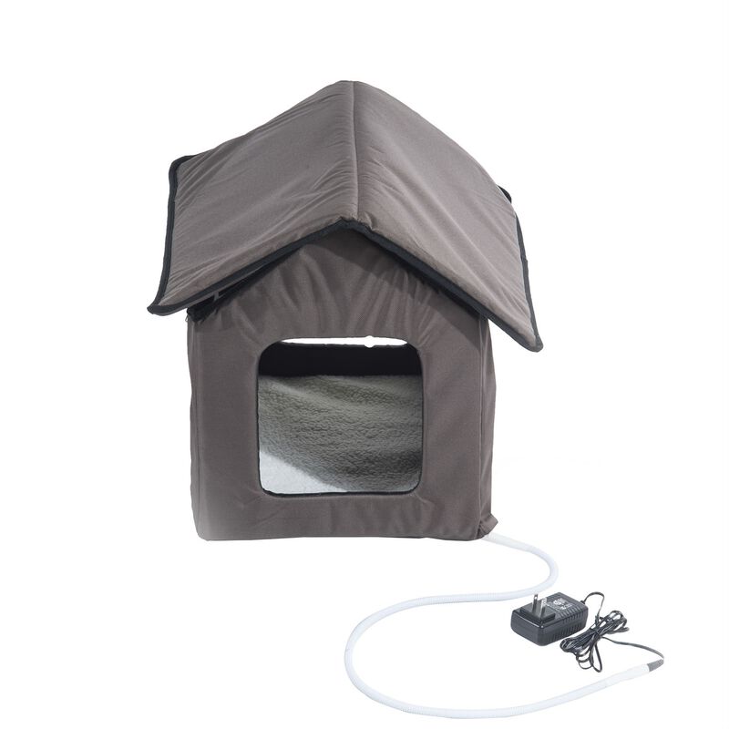 Weather-Resistant Outdoor Heated Cat House with Removable Padded Bed image number 0