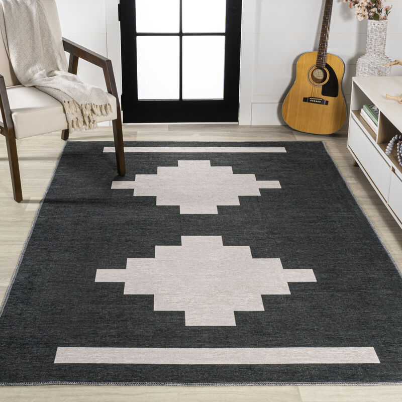 Adriel Geometric Tribal Medallion Machine Washable Area Rug image number 1