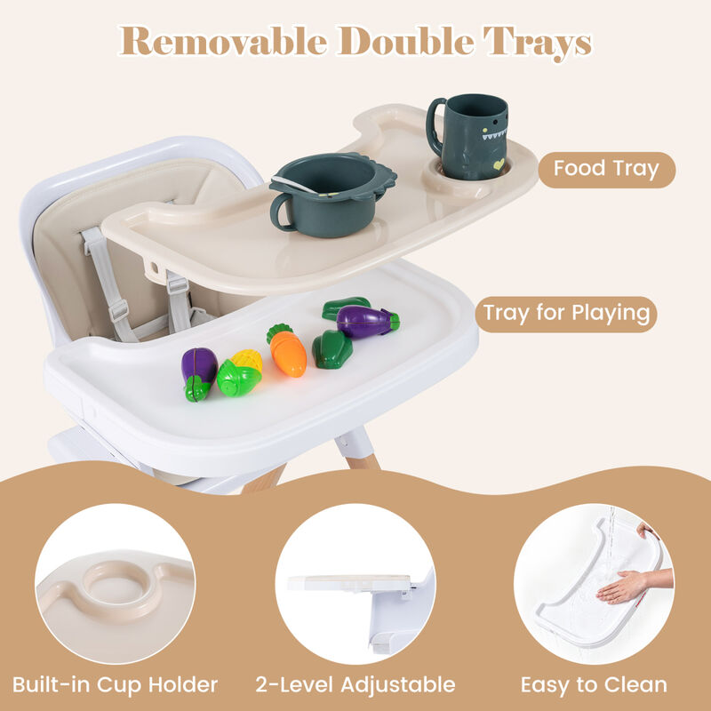 4-in-1 Baby High Chair with Removable Adjustable Feeding Tray image number 6