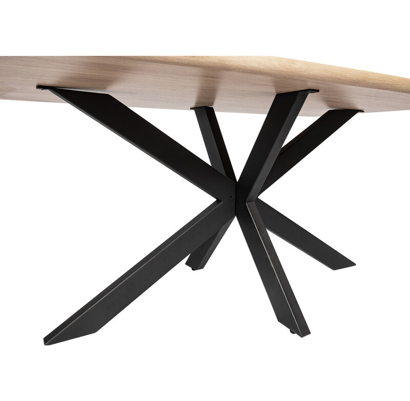 LeisureMod Ravenna 63" Rectangular Wood Dining Table With Modern Metal Base image number 8
