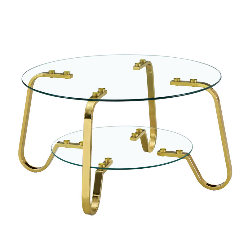 Ketwul 2-Tier Round Glass Coffee Table image number 6
