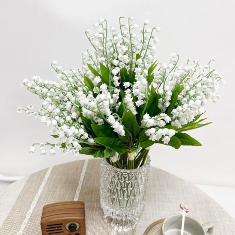 White Artificial Lily Flower Stems Outdoor Garden Porch Decor image number 3