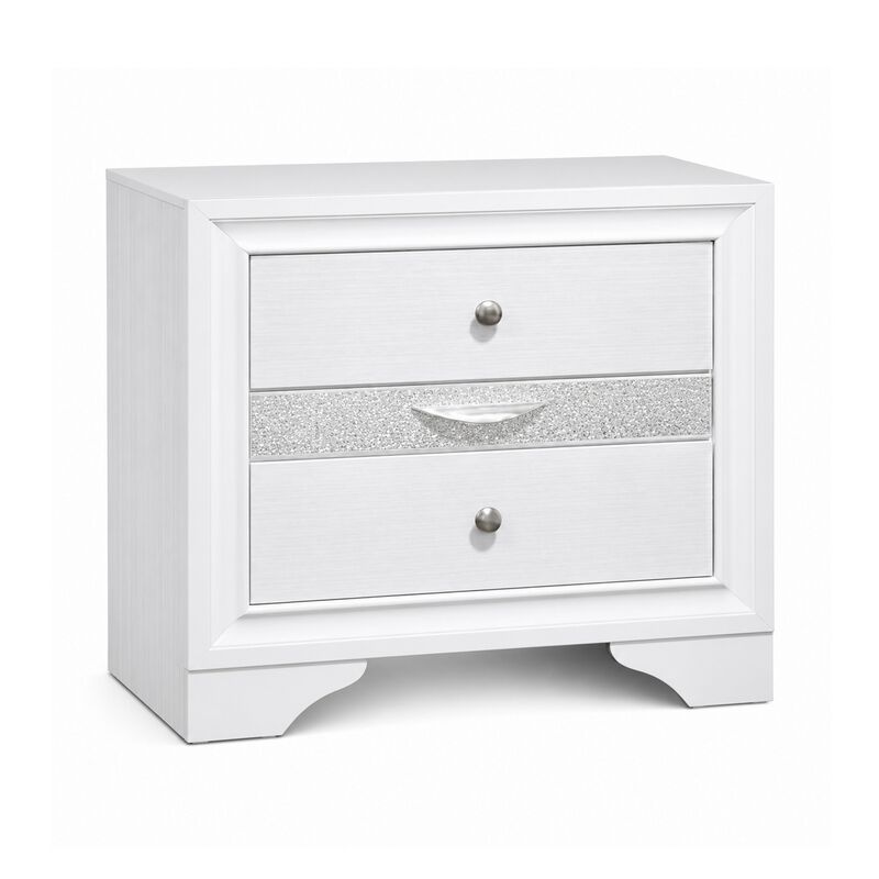 3pc King Bedroom Set, White Wood, One King bed With 2 Nightstands image number 5