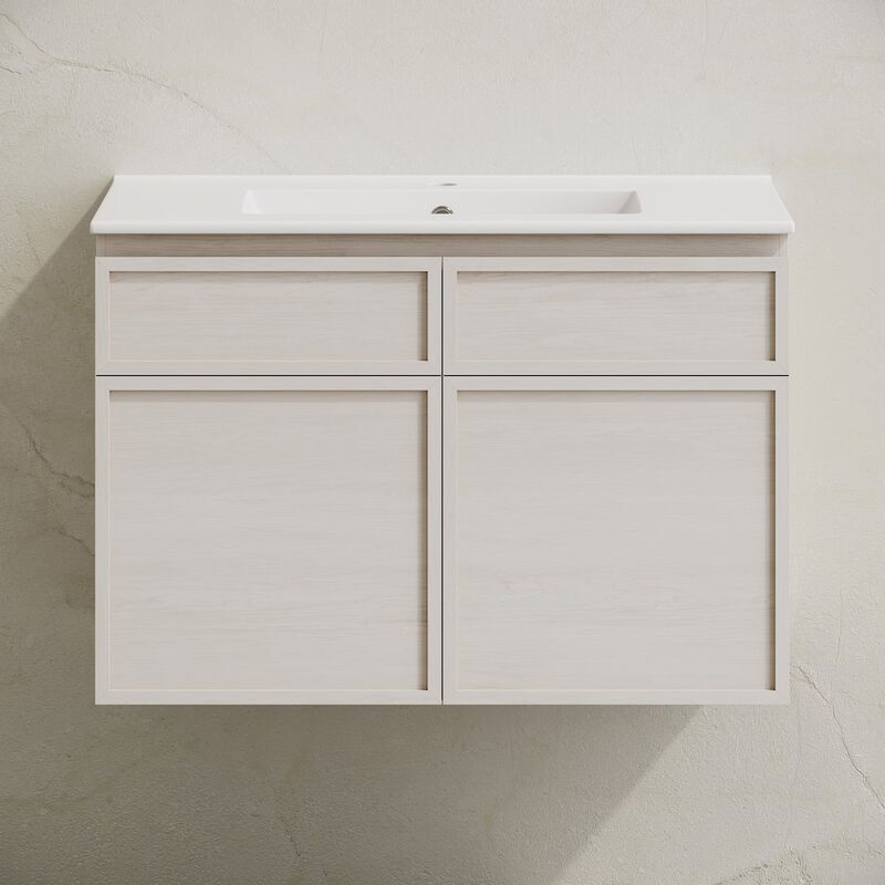 St. Tropez 30" Wall-Mounted Bathroom Vanity in White Oak with Sink Top image number 5