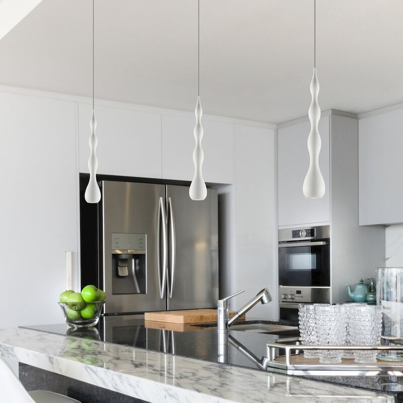 VONN Lighting Integrated LED Height Adjustable Pendant Light in White