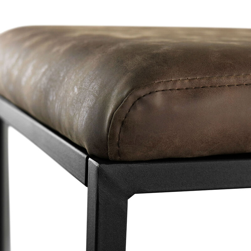 Elama 2 Piece Faux Leather Bar Chair in Brown with Black Base