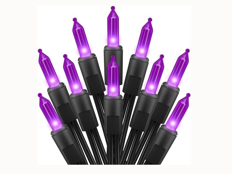 13FT Purple Halloween Mini Lights – 50 Incandescent Bulbs, Connectable Indoor/Outdoor String for Haunted House