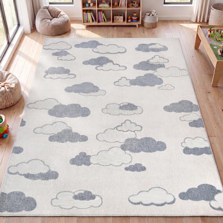 Hedwig High-Low Youth Cloud Scandi Indoor/Outdoor Area Rug