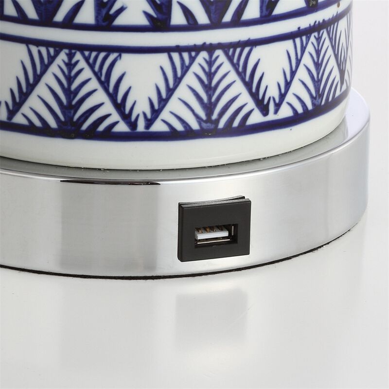 Sulka Ceramic/Iron Contemporary USB Charging LED Table Lamp