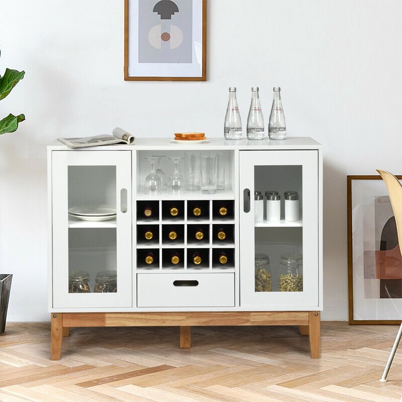 Wood Wine Storage Cabinet Sideboard Console Buffet Server
