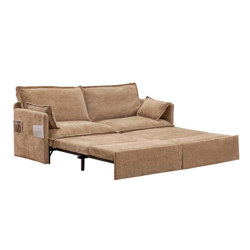 Whisen 73.6" Pull Out Sofa Bed, Convertible Sleeper Sofa Couch with Side Storage and USB/C-TYPE Charging image number 3