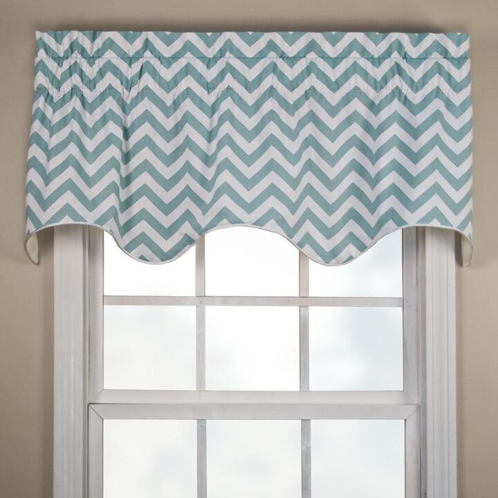Ellis Curtain Reston High Quality Room Darkening Solid Natural Color Lined Scallop Window Valance - 50 x17", Spa