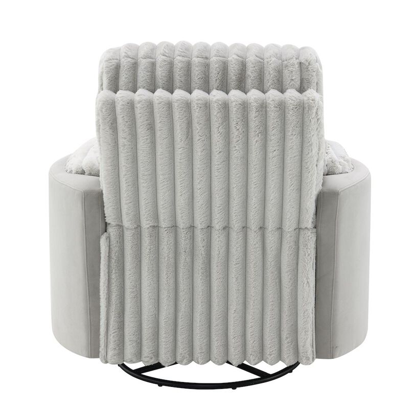 Acme Furniture Emee Glider Recliner Swivel in Gray Corduroy