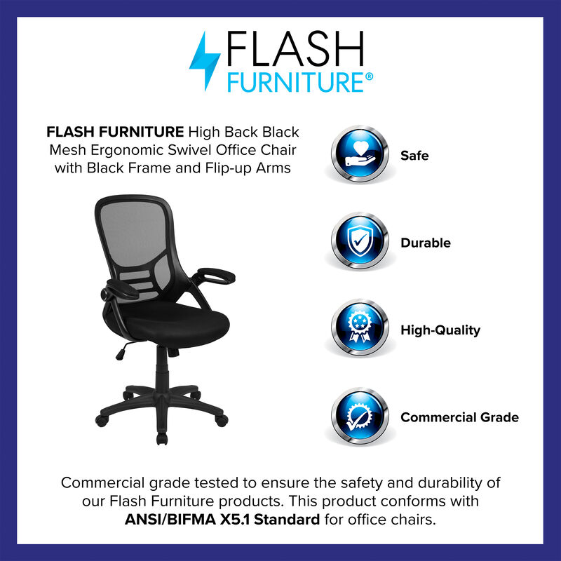 Porter High Back   Mesh Ergonomic Swivel Office Chair with Frame and Flip-up Arms image number 9