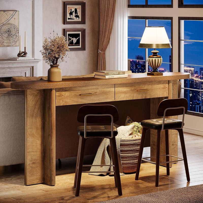 Tribesigns Farmhouse Modern Wood Console Table with Drawers image number 2