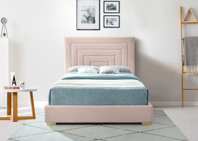 Meridian Furniture Nora Pink Velvet Queen Bed
