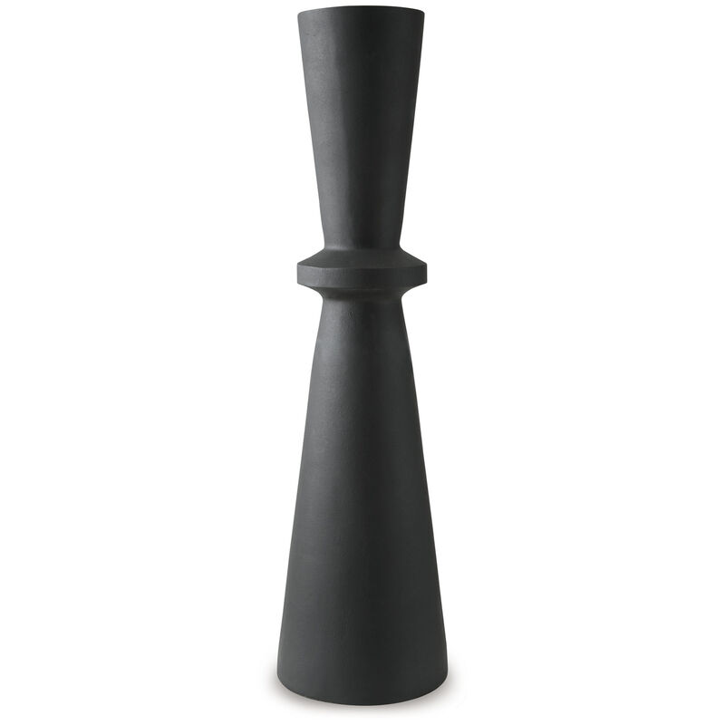 Loci Accent Vase, 40 Inch Hourglass Design, Textured Black Polyresin