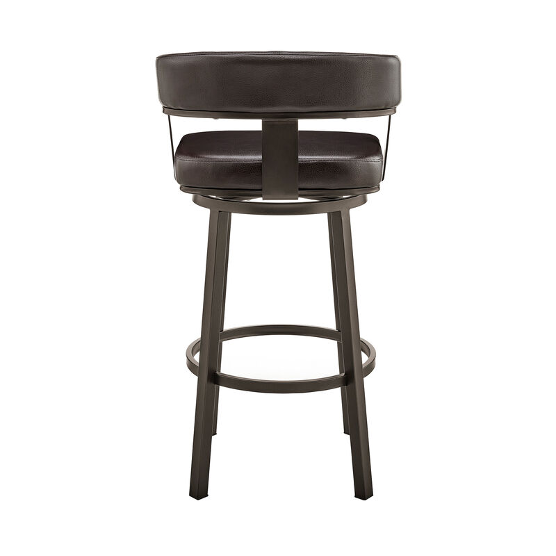 Cohen Bar Height Swivel Bar Stool in Silver Finish with White Faux Leather image number 4