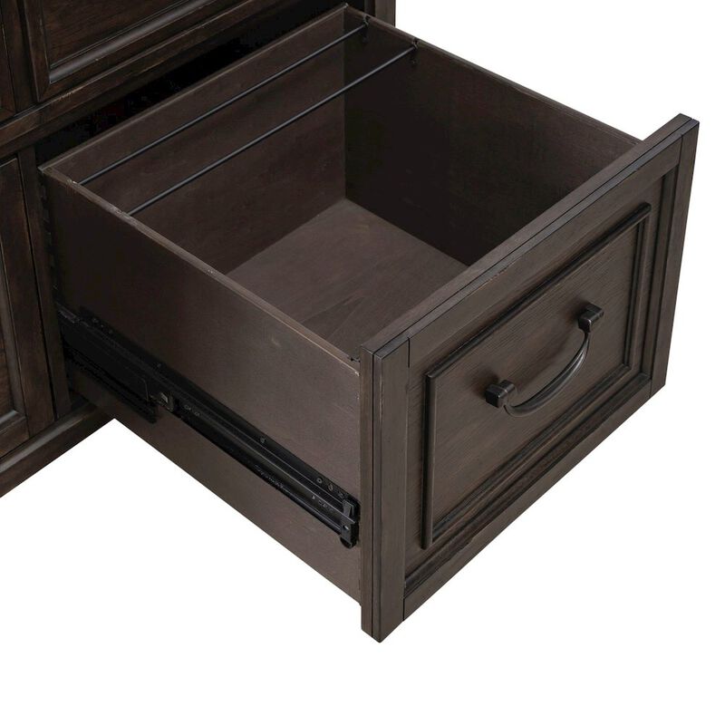 Liberty Furniture File Credenza with 3 File Storage Drawers Home Office - Saddle Brown Oak Wood image number 7