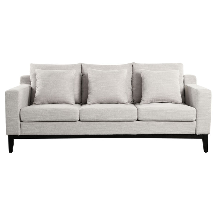 Whisen Comfy 3-Seat Sofa with Wooden Legs, Textured Fabric Upholstery