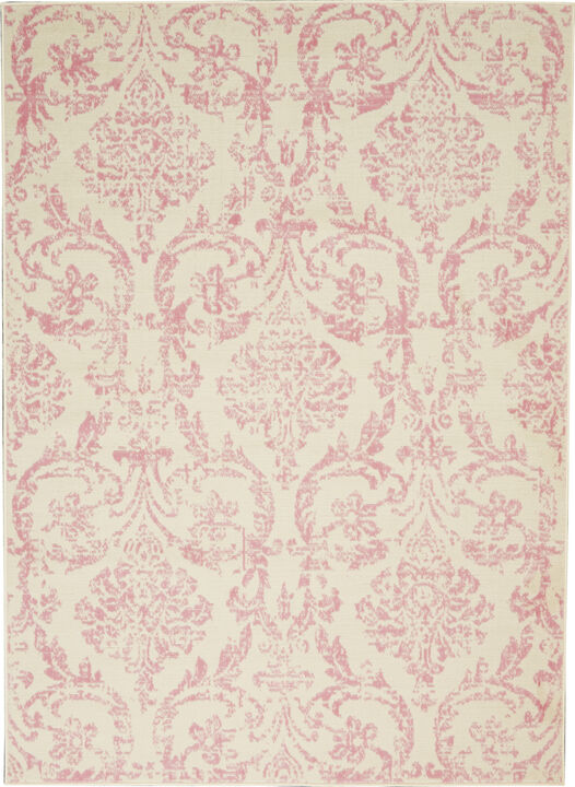 4 X 6 cream Damask Power Loom Area Rug