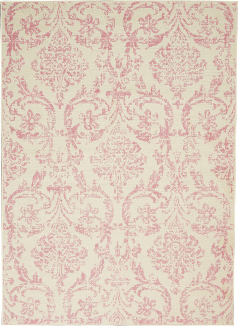 4 X 6 cream Damask Power Loom Area Rug image number 0