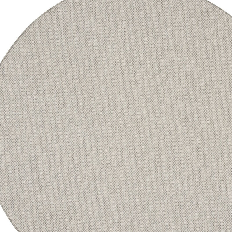 HomeRoots 8' Ivory And Silver Round Geometric Indoor Outdoor Area Rug image number 2