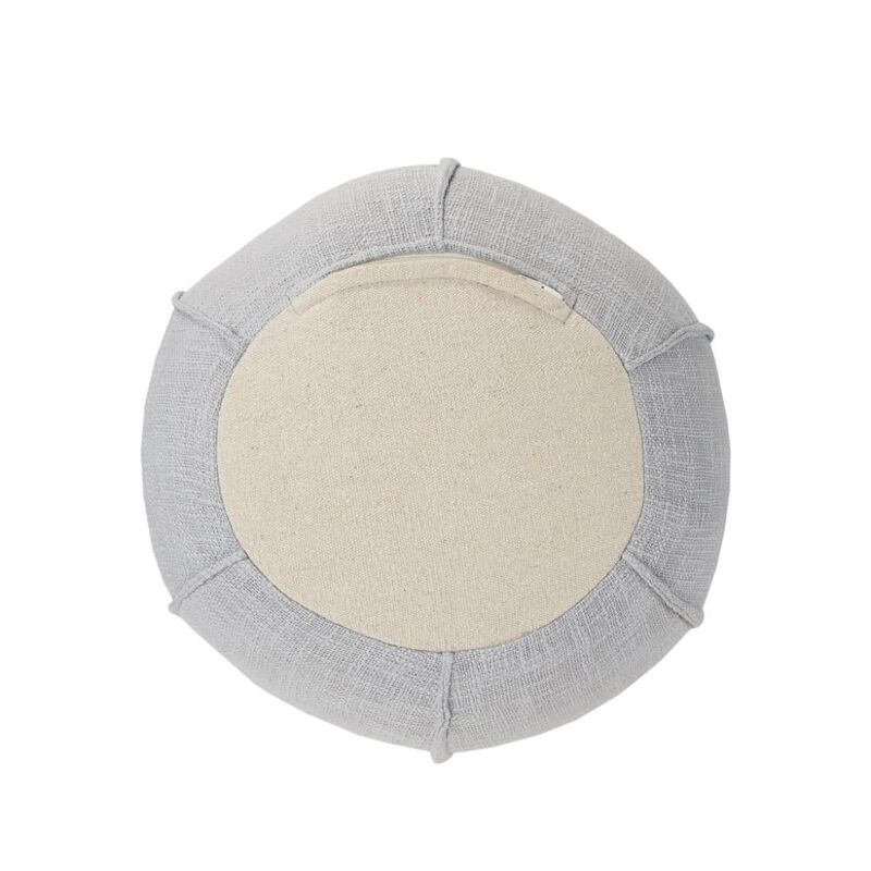 Hivvago 18 Inch Gray Cotton Round Patchwork Pouf Ottoman