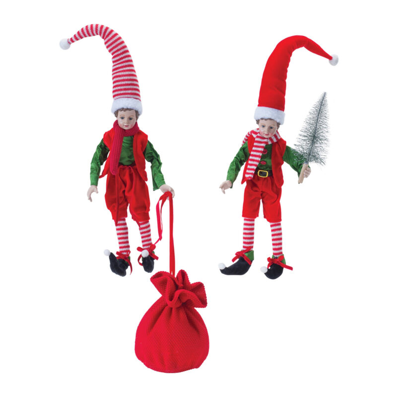 Set of 2  Figurines with Bag and Tree for Festive Holiday Decor