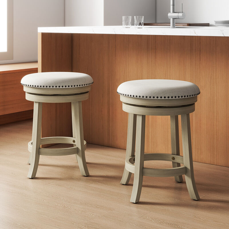 Set of 2 Swivel Bar Stools with Adjustable Height for Modern Kitchen & Home Bar Seating