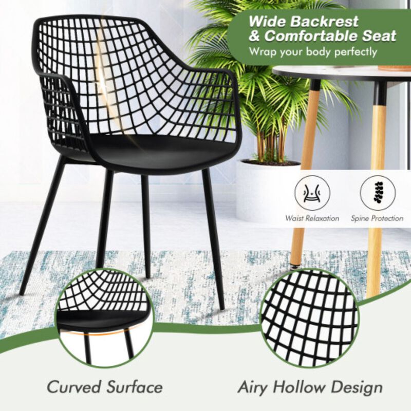 Set of 4 Heavy Duty Modern Dining Chair with Airy Hollow Backrest image number 4