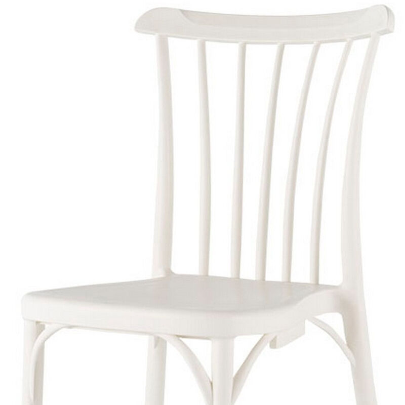 HomeRoots Set of Two White Heavy Duty Plastic Outdoor Stacking Dining Chairs image number 4