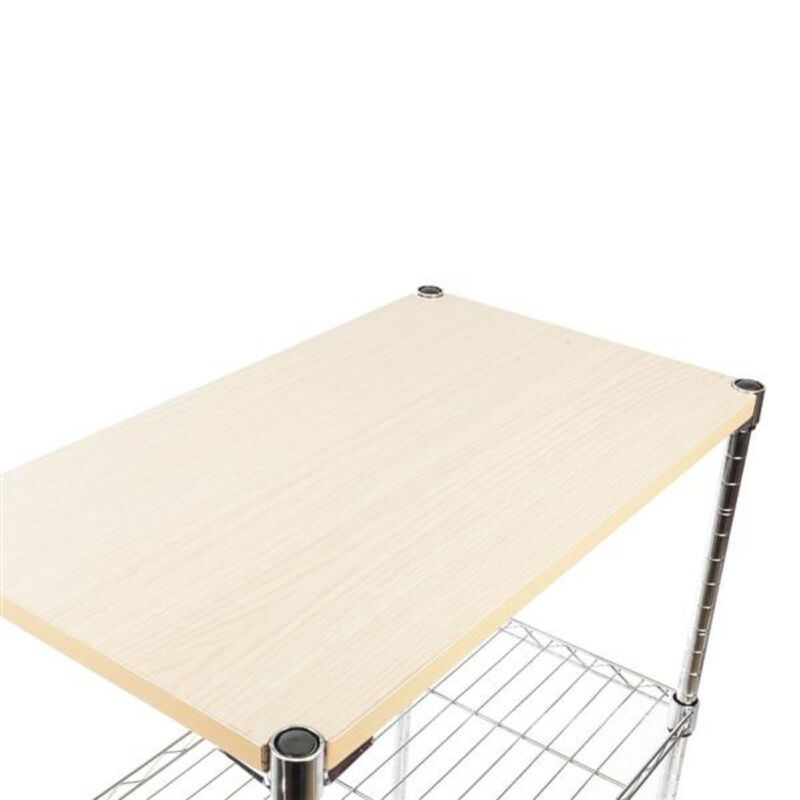 3-Tier Steel Kitchen Island Cart, Rolling Utility Storage Trolley image number 6