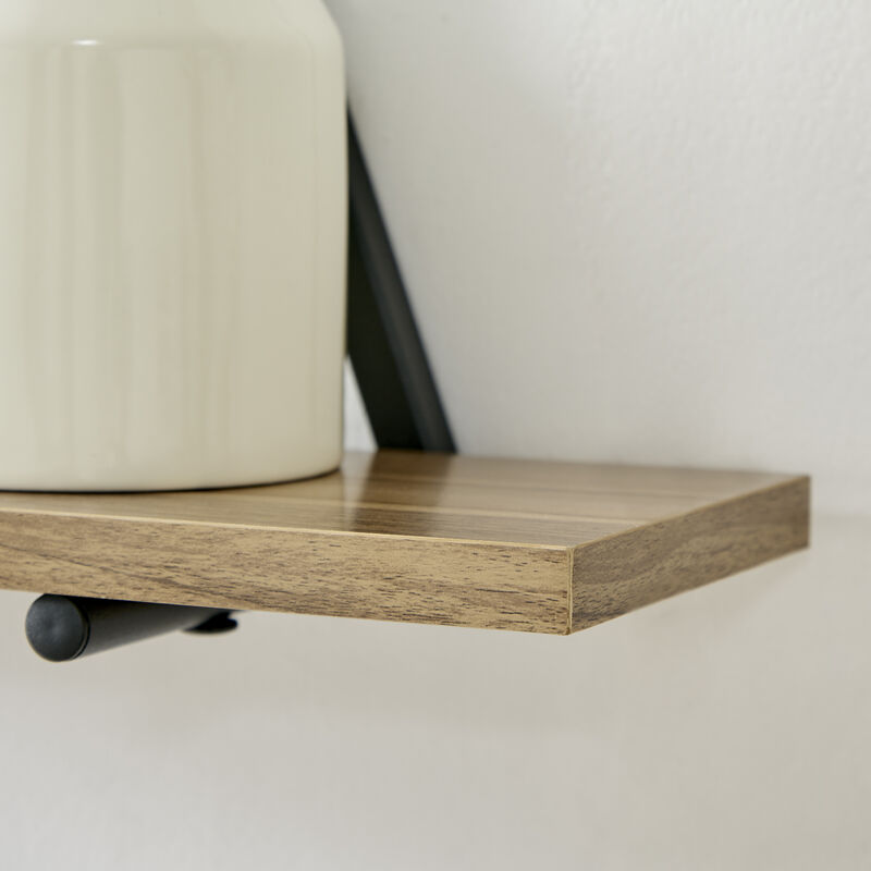 Contemporary Decorative Triangle Accent Metal Frame Wall Shelf - Reversible Configuration